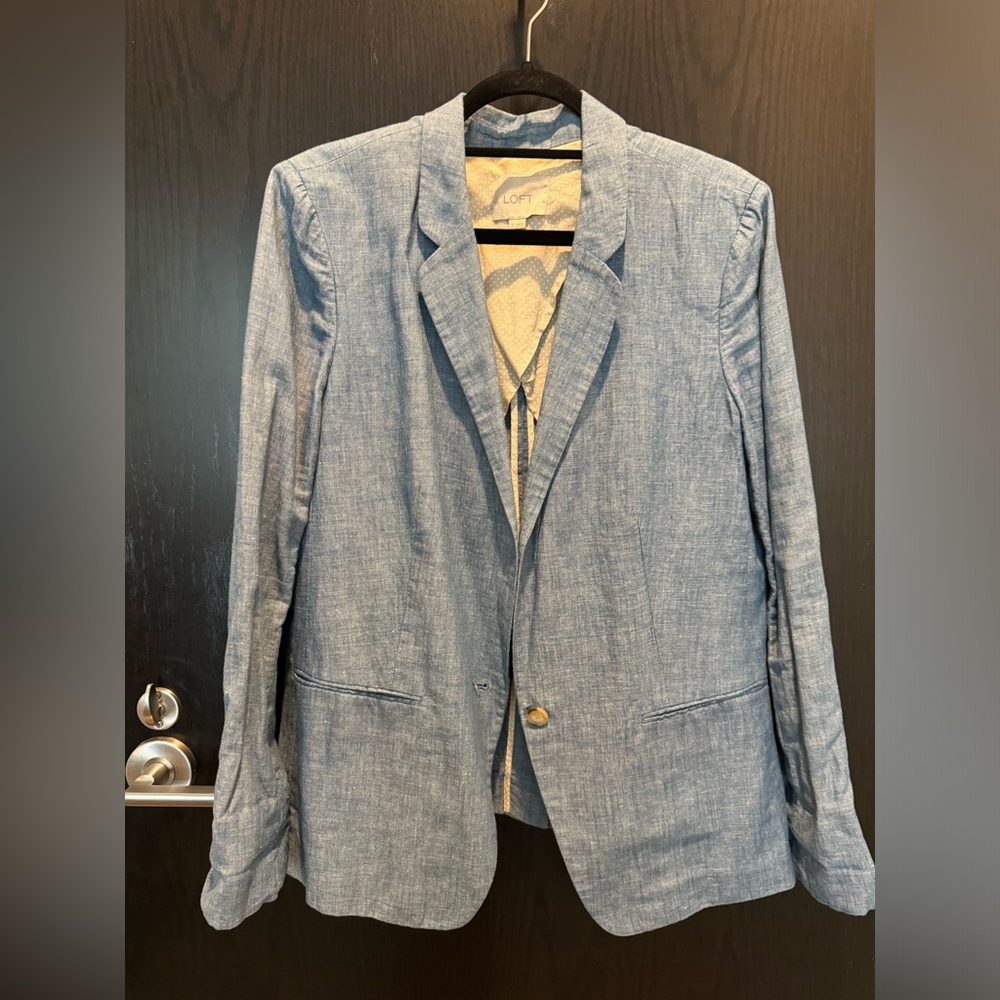 Ann Taylor Loft Linen/Chambray Blazer